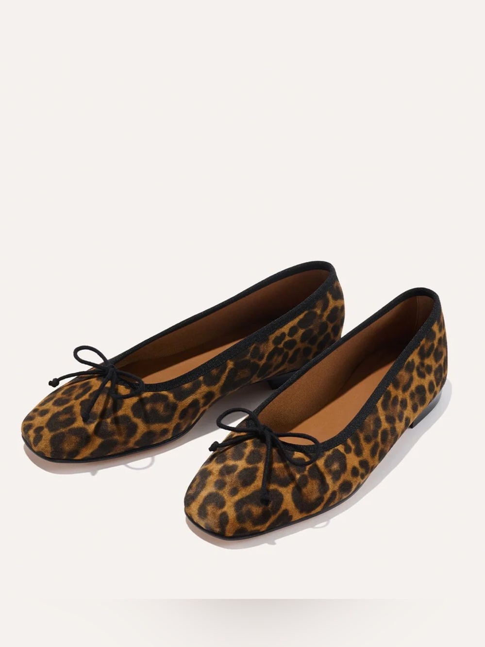 Margaux 42 Fonteyn Leopard Suede Ballet Flats in Brown and Black with Bow